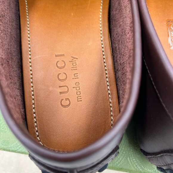 Men’s Gucci ayrton Web striped driver loafers size 7 fits eight US made in Italy - Picture 7 of 10